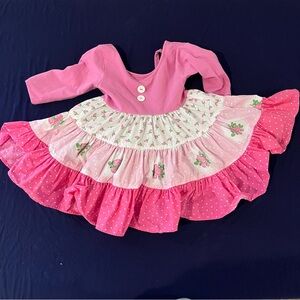 Eleanor Rose girls toddler Pink Ruffled floral pattern twirl dress size 2
